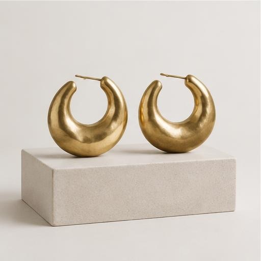 Sculpted brass hoop earrings